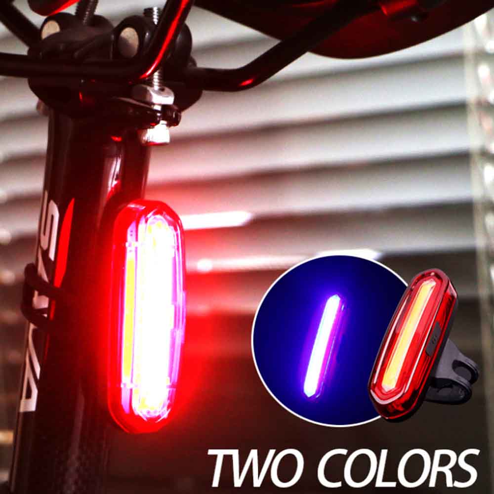 6 Modes Dual Color Red Blue usb rechargeable rear bike bicycle tail light